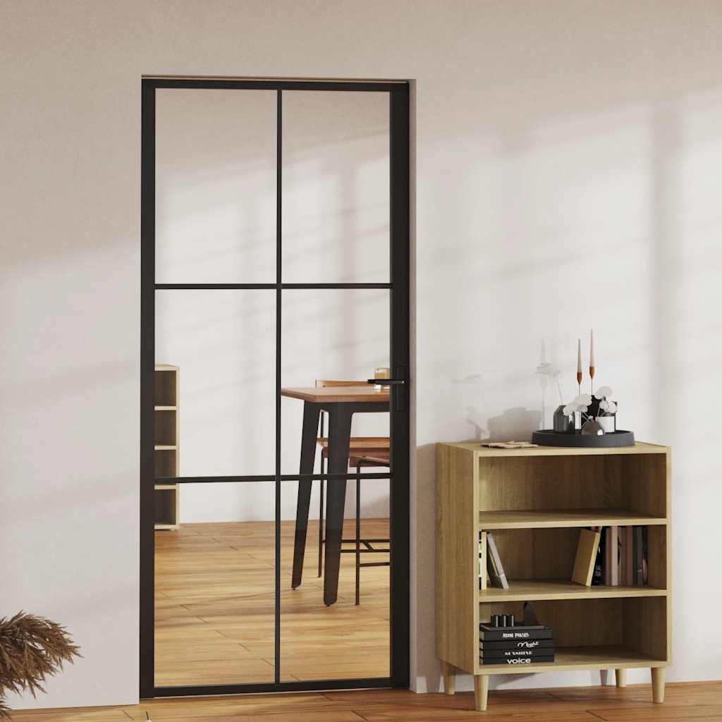 vidaXL Interior Door ESG Glass and Aluminium 93x201,5 cm Black