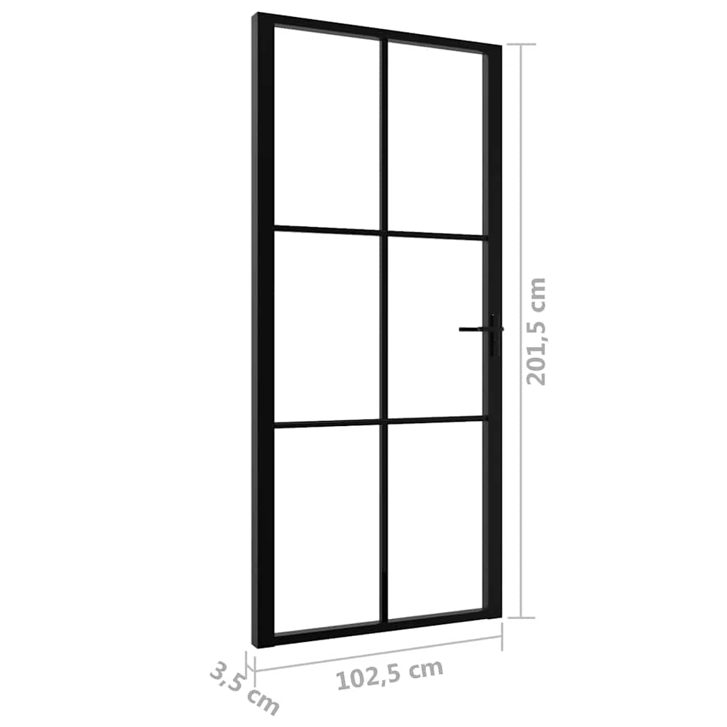 vidaXL Interior Door ESG Glass and Aluminium 102.5x201.5 cm Black