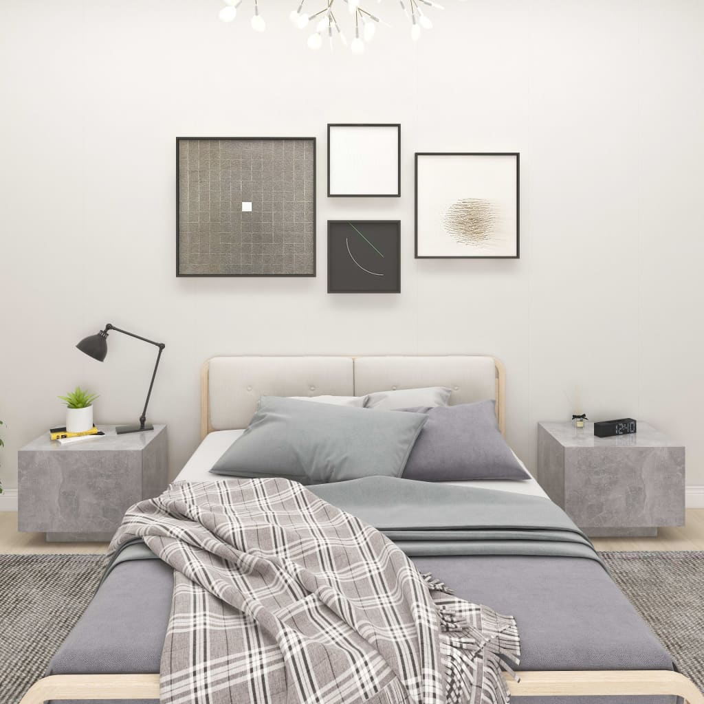 vidaXL Bedside Cabinet Concrete Grey 100x35x40 cm Engineered Wood