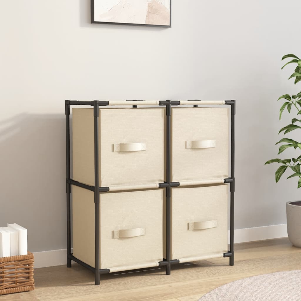 vidaXL Storage Cabinet with 4 Fabric Baskets Cream 63x30x71 cm Steel
