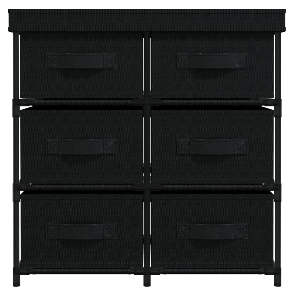 vidaXL Storage Cabinet with 6 Drawers 55x29x55 cm Black Steel