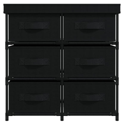 vidaXL Storage Cabinet with 6 Drawers 55x29x55 cm Black Steel