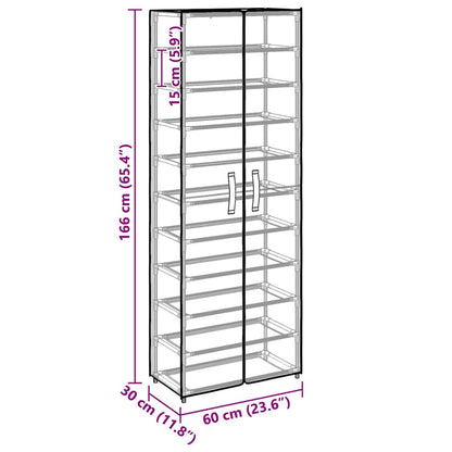 vidaXL Shoe Cabinet Cream 60x30x166 cm Fabric