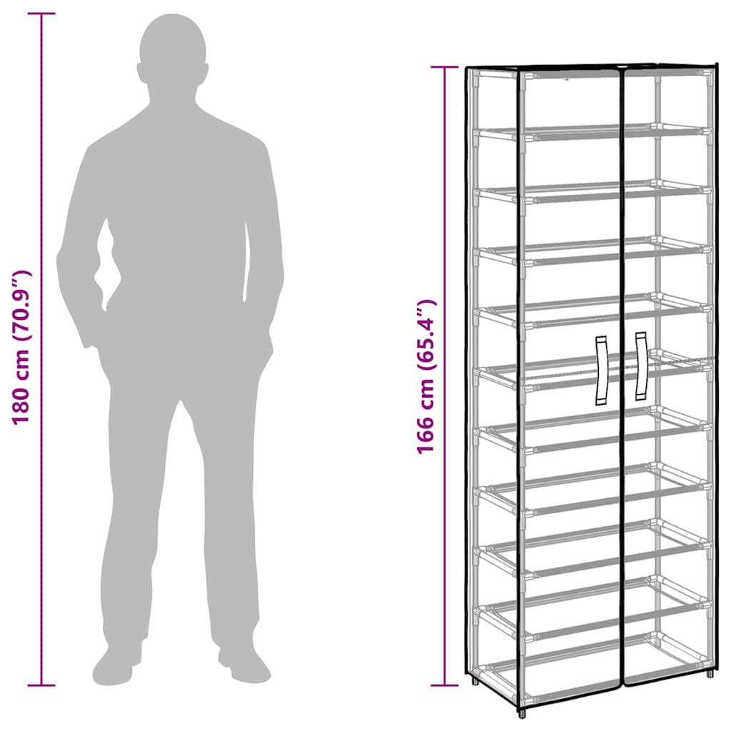 vidaXL Shoe Cabinet Cream 60x30x166 cm Fabric