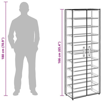 vidaXL Shoe Cabinet Cream 60x30x166 cm Fabric