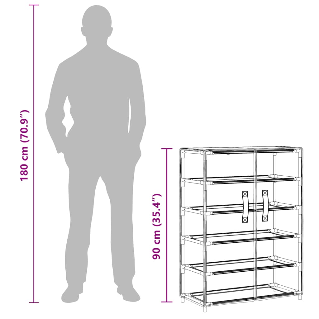 vidaXL Shoe Cabinet Black 60x28x90 cm Fabric