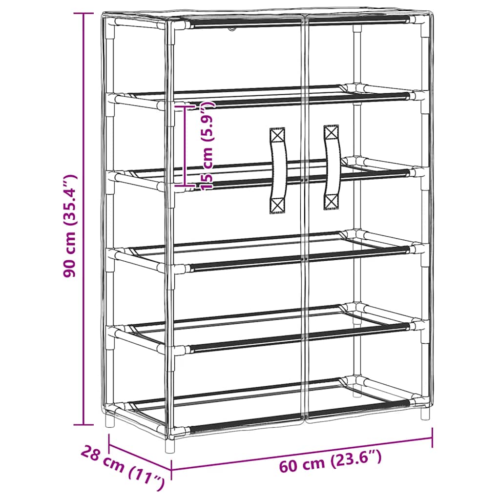 vidaXL Shoe Cabinet Grey 60x28x90 cm Fabric