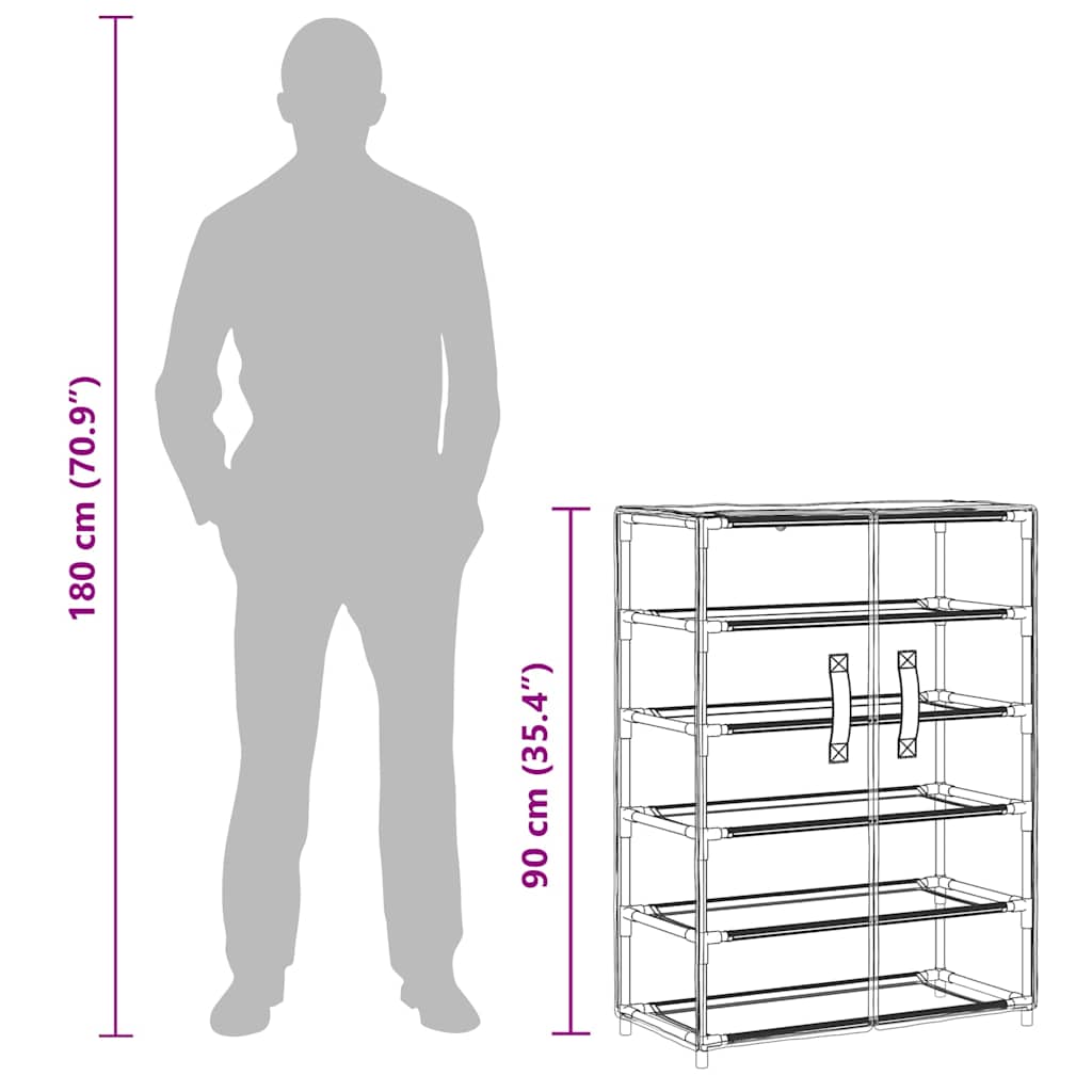 vidaXL Shoe Cabinet Grey 60x28x90 cm Fabric