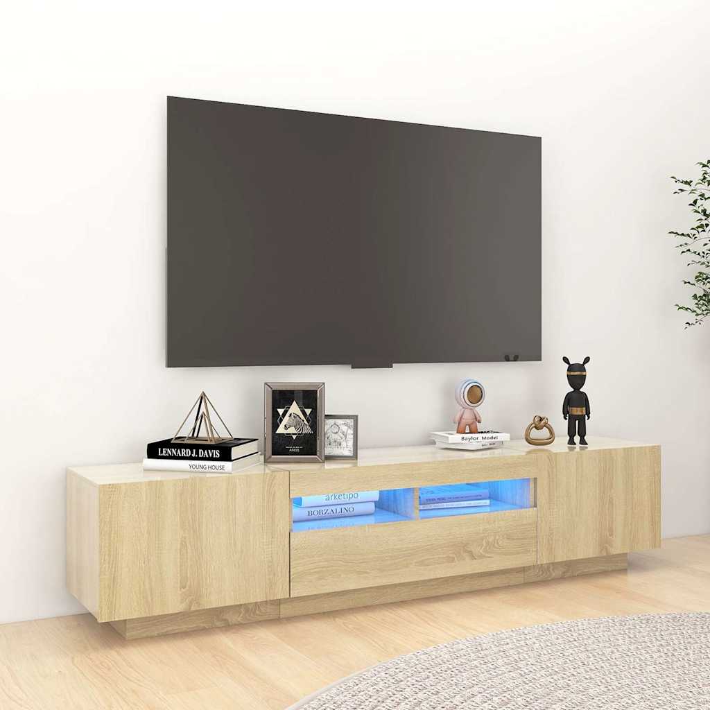vidaXL TV Cabinet with LED Lights Sonoma Oak 180x35x40 cm