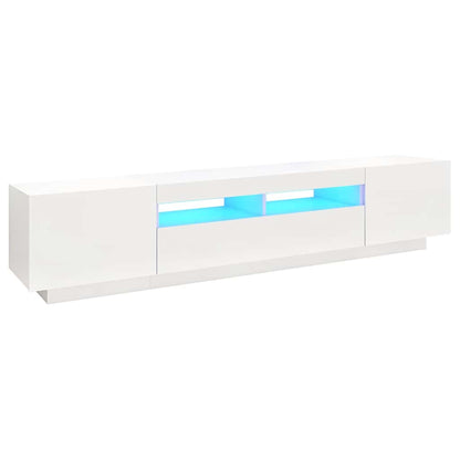 vidaXL TV Cabinet with LED Lights White 200x35x40 cm