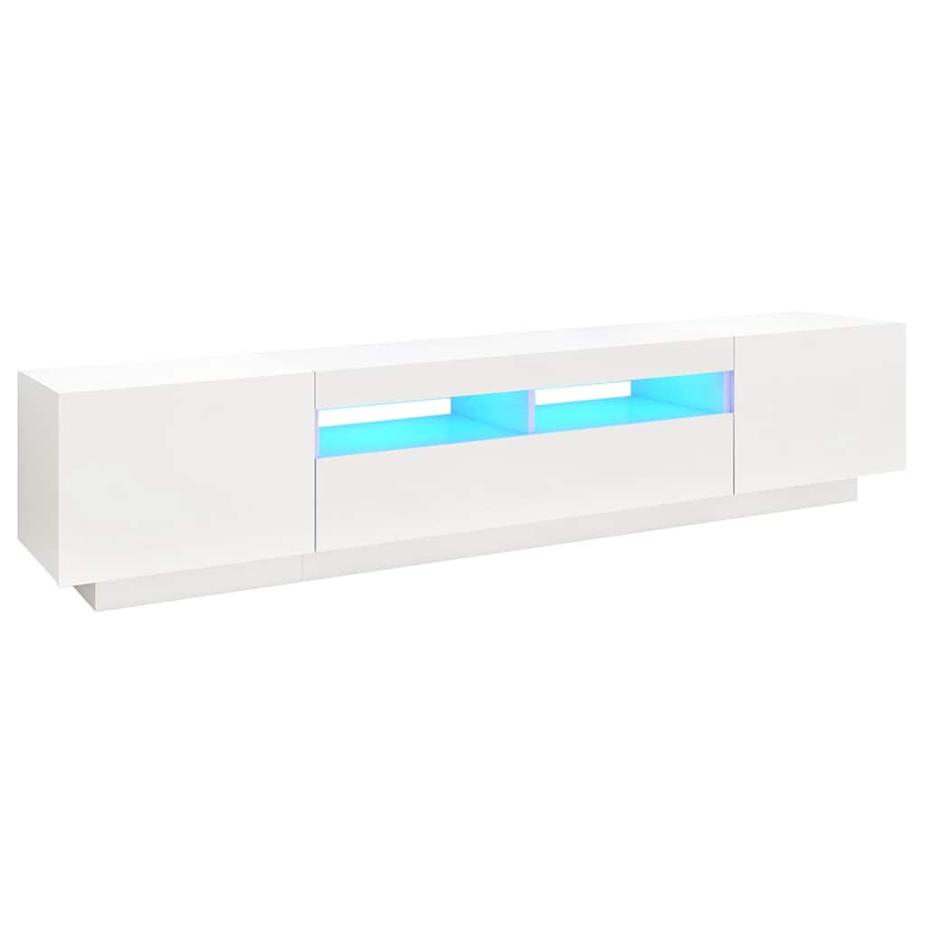 vidaXL TV Cabinet with LED Lights White 200x35x40 cm