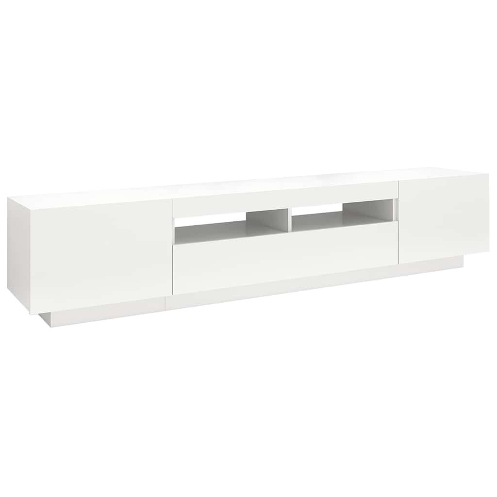 vidaXL TV Cabinet with LED Lights White 200x35x40 cm