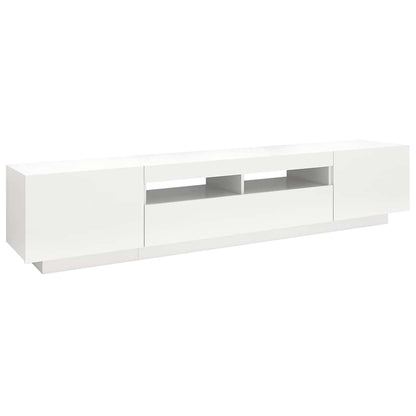 vidaXL TV Cabinet with LED Lights White 200x35x40 cm