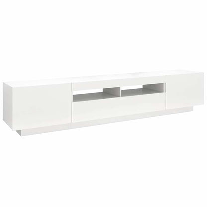 vidaXL TV Cabinet with LED Lights White 200x35x40 cm