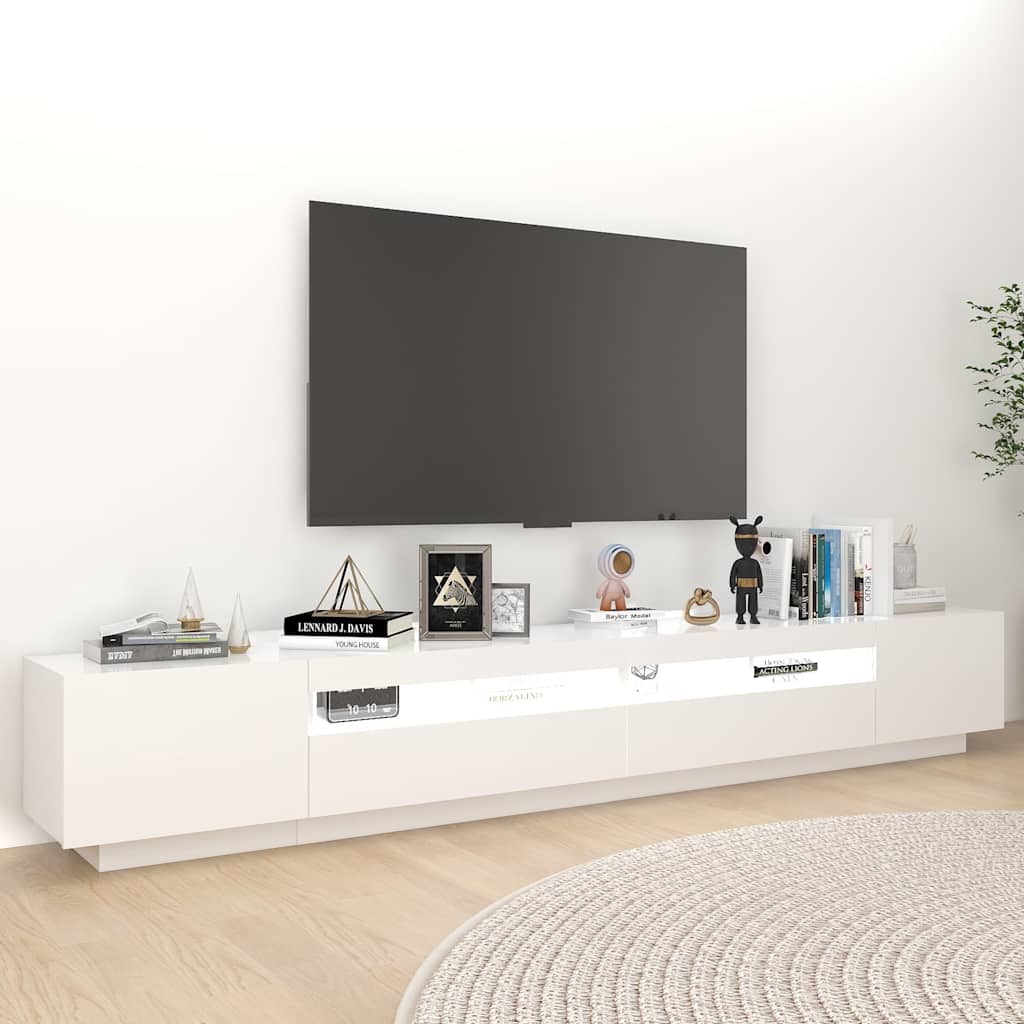 vidaXL TV Cabinet with LED Lights White 260x35x40 cm