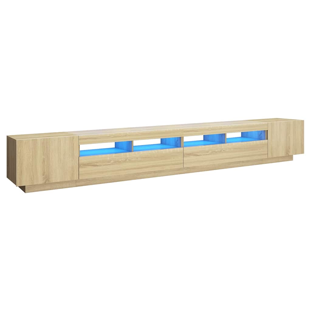 vidaXL TV Cabinet with LED Lights Sonoma Oak 300x35x40 cm