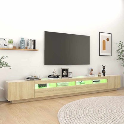 vidaXL TV Cabinet with LED Lights Sonoma Oak 300x35x40 cm