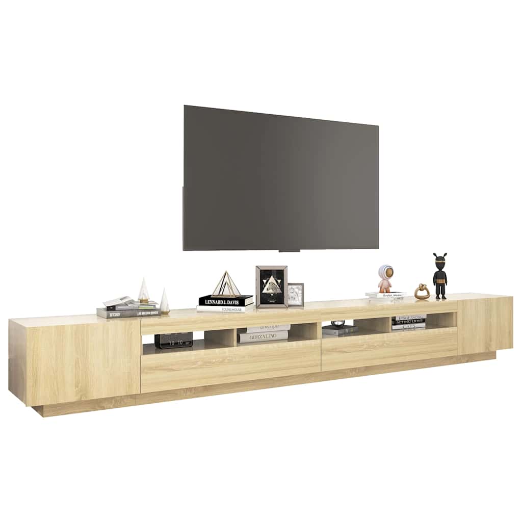 vidaXL TV Cabinet with LED Lights Sonoma Oak 300x35x40 cm