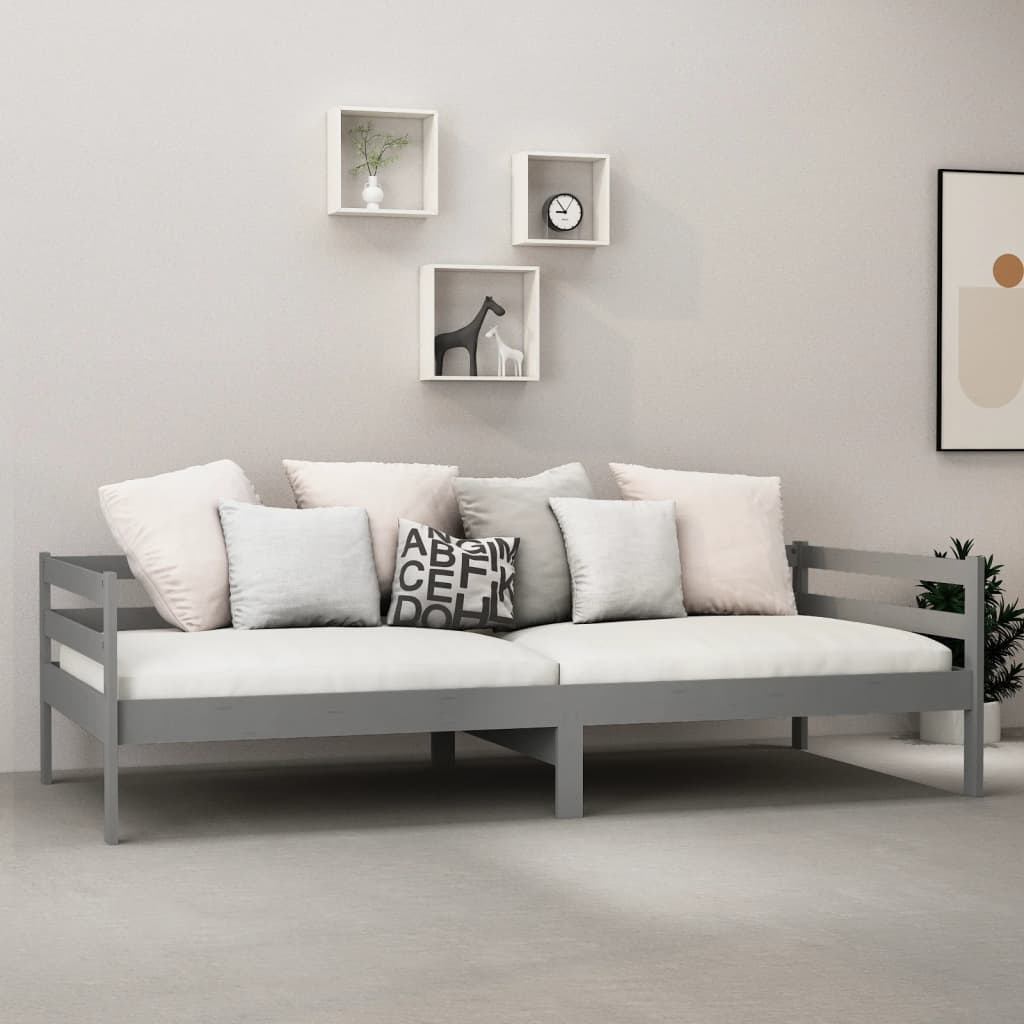 vidaXL Day Bed | Grey | Solid pine wood | 90 x 200 cm