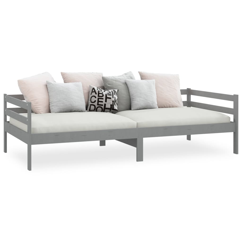 vidaXL Day Bed | Grey | Solid pine wood | 90 x 200 cm