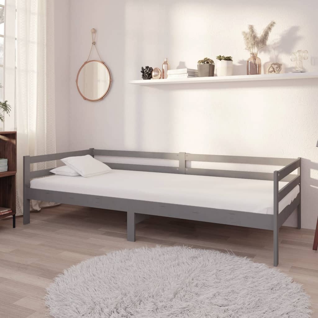 vidaXL Day Bed | Grey | Solid pine wood | 90 x 200 cm