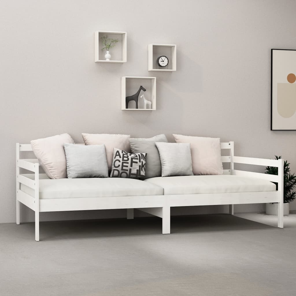 vidaXL Day Bed | White | Solid pinewood | 90 x 200 cm