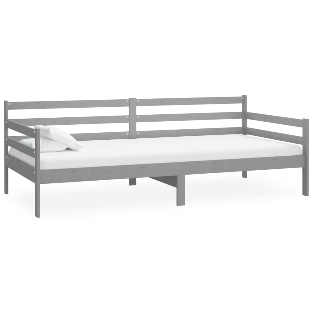 vidaXL Day Bed without Mattress Grey Solid Wood Pine 90x200cm