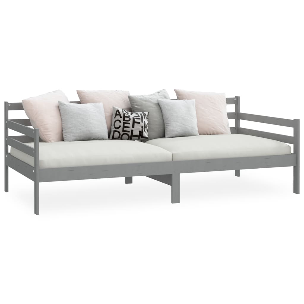 vidaXL Day Bed without Mattress Grey Solid Wood Pine 90x200cm