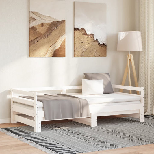 vidaXL Day Bed | White | Solid pinewood | Single bed size | Convertible