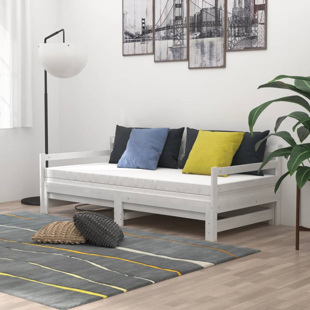 vidaXL Pull-out Day Bed without Mattress White 2x(90x200)cm