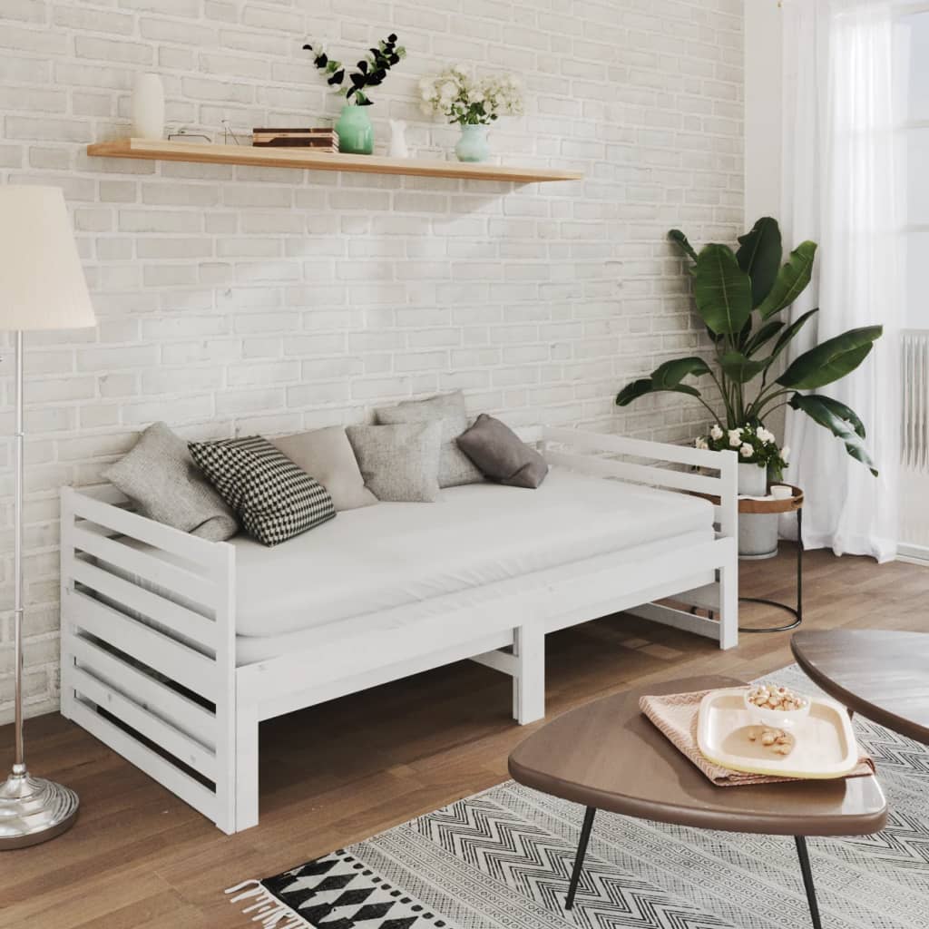 vidaXL Day Bed | White | Solid pine wood | 2x