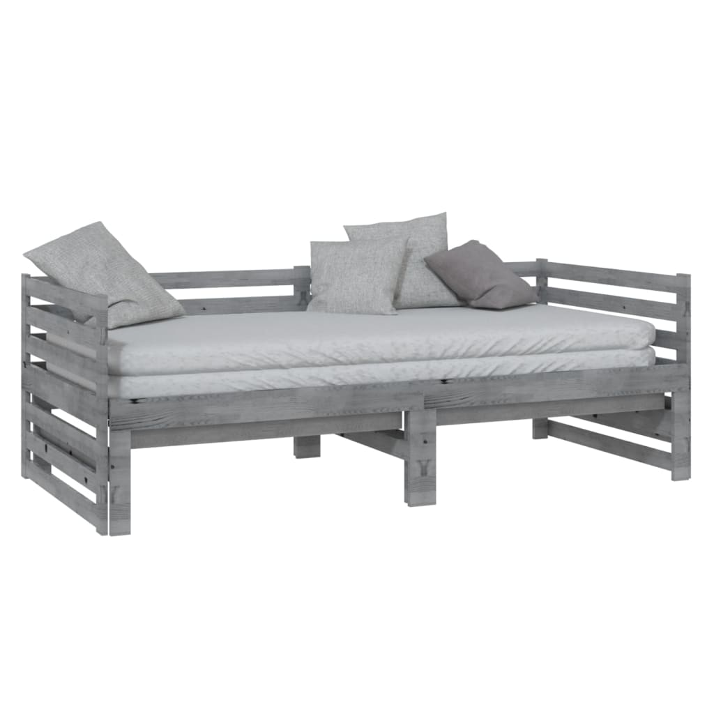 vidaXL Day Bed | Grey | Solid Pinewood | 2x
