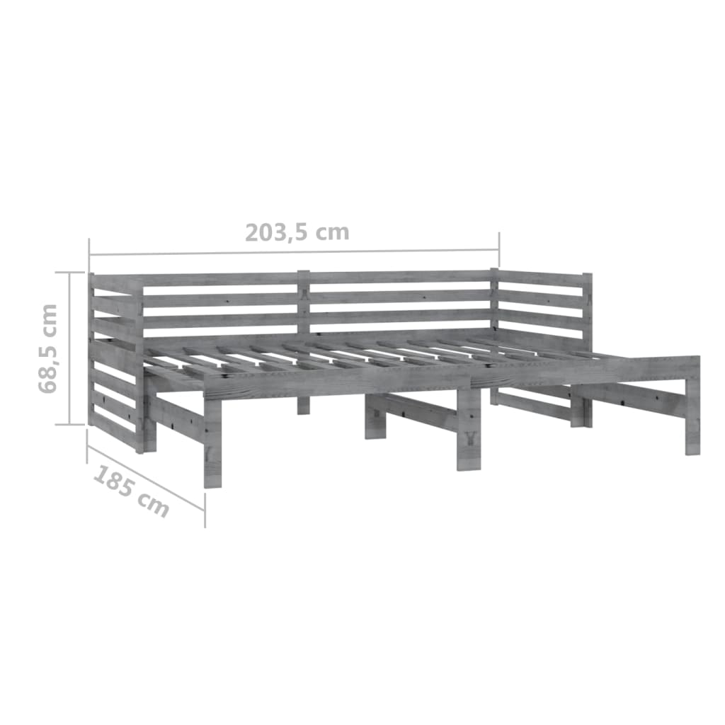 vidaXL Day Bed | Grey | Solid Pinewood | 2x