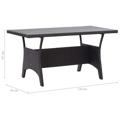 vidaXL Garden Table Black 120x70x66 cm Poly Rattan
