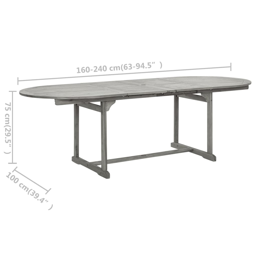 vidaXL Garden Dining Table (160-240)x100x75 cm Solid Acacia Wood