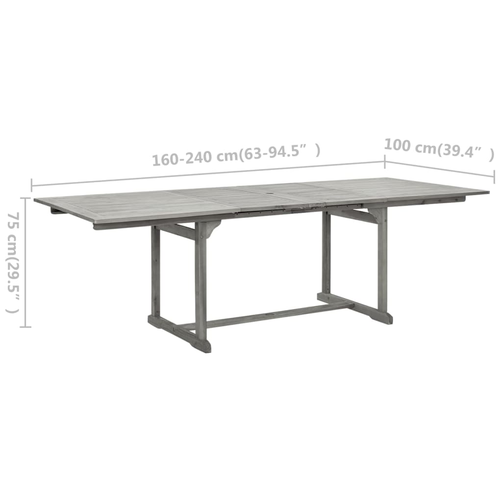 vidaXL Garden Dining Table (160-240)x100x75 cm Solid Acacia Wood