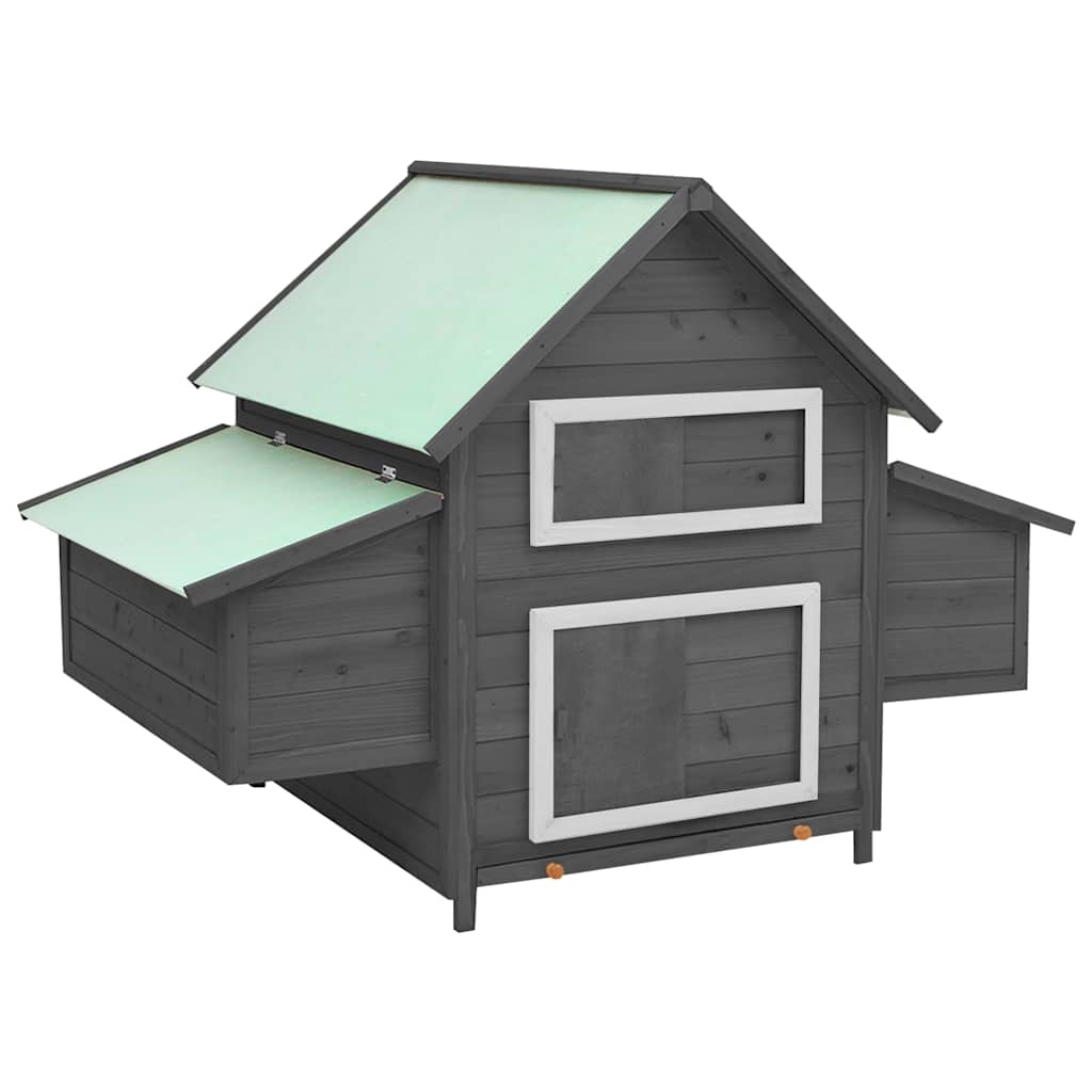 171460 vidaXL Chicken Coop Grey and White 150x96x110 cm Solid Firwood