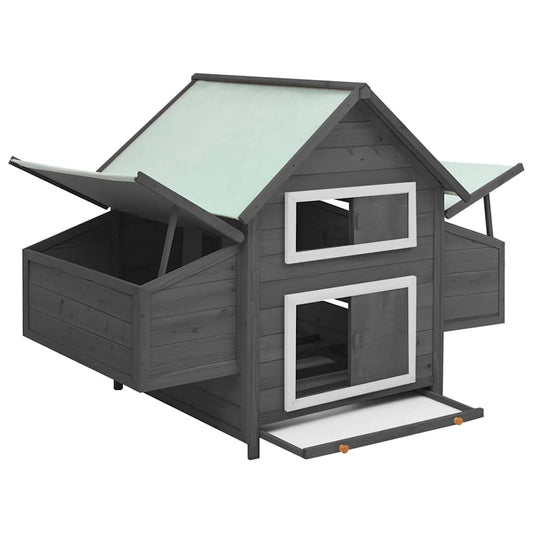 vidaXL Chicken Coop Grey and White 150x96x110 cm Solid Firwood
