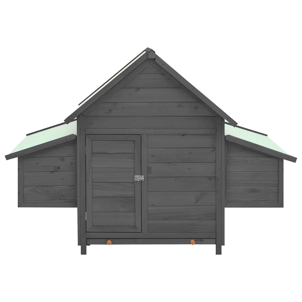 vidaXL Chicken Coop Grey and White 150x96x110 cm Solid Firwood