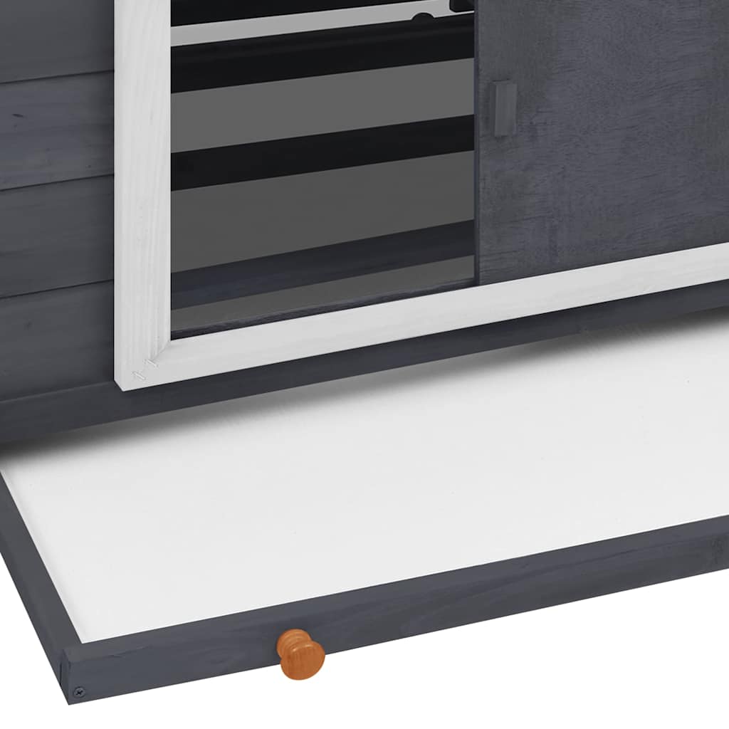 171460 vidaXL Chicken Coop Grey and White 150x96x110 cm Solid Firwood
