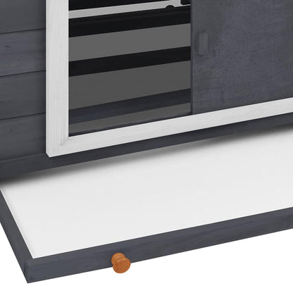 171460 vidaXL Chicken Coop Grey and White 150x96x110 cm Solid Firwood