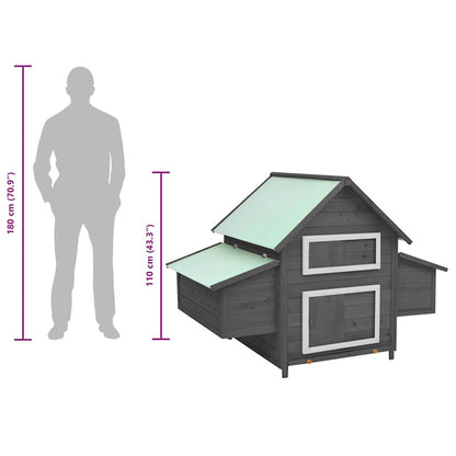 vidaXL Chicken Coop Grey and White 150x96x110 cm Solid Firwood