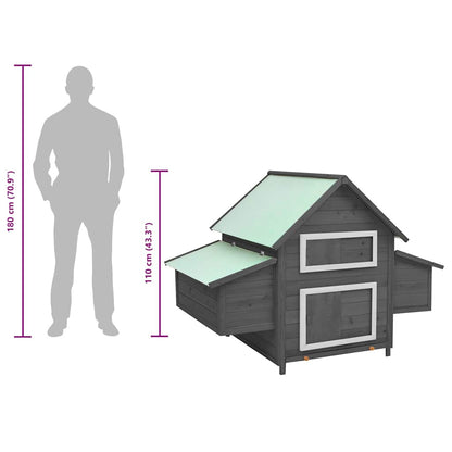 171460 vidaXL Chicken Coop Grey and White 150x96x110 cm Solid Firwood