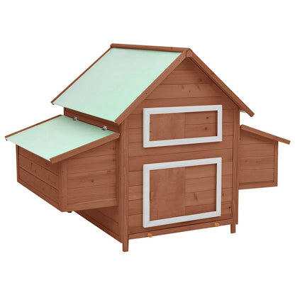 171461 vidaXL Chicken Coop Mocha and White 150x96x110 cm Solid Firwood