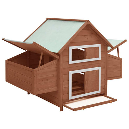 171461 vidaXL Chicken Coop Mocha and White 150x96x110 cm Solid Firwood