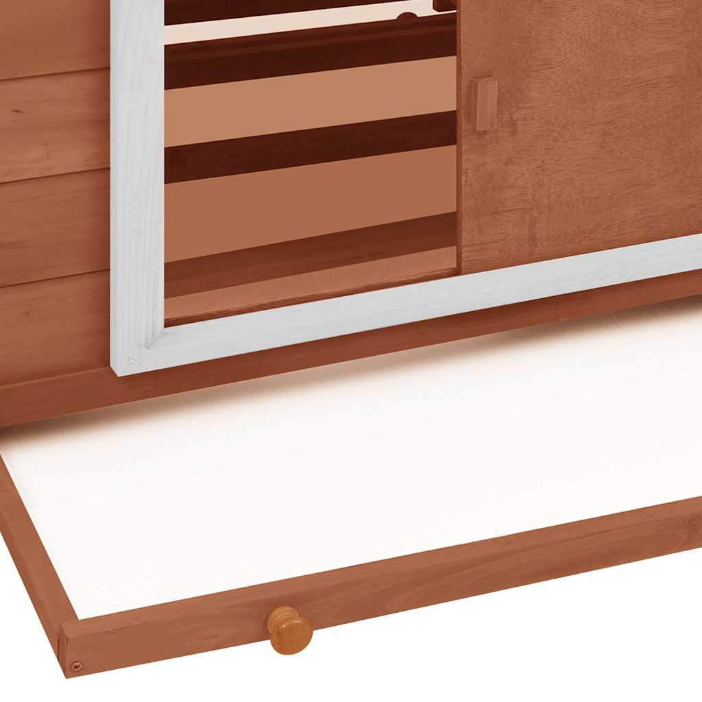 171461 vidaXL Chicken Coop Mocha and White 150x96x110 cm Solid Firwood