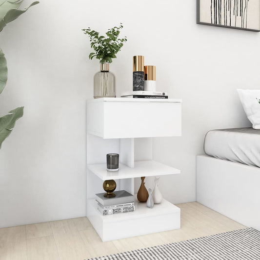 808648 vidaXL Bedside Cabinet White 40x35x65 cm Engineered Wood