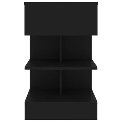 vidaXL Bedside Cabinet Black 40x35x65 cm Engineered Wood
