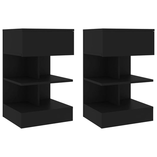 808651 vidaXL Bedside Cabinets 2 pcs Black 40x35x65 cm
