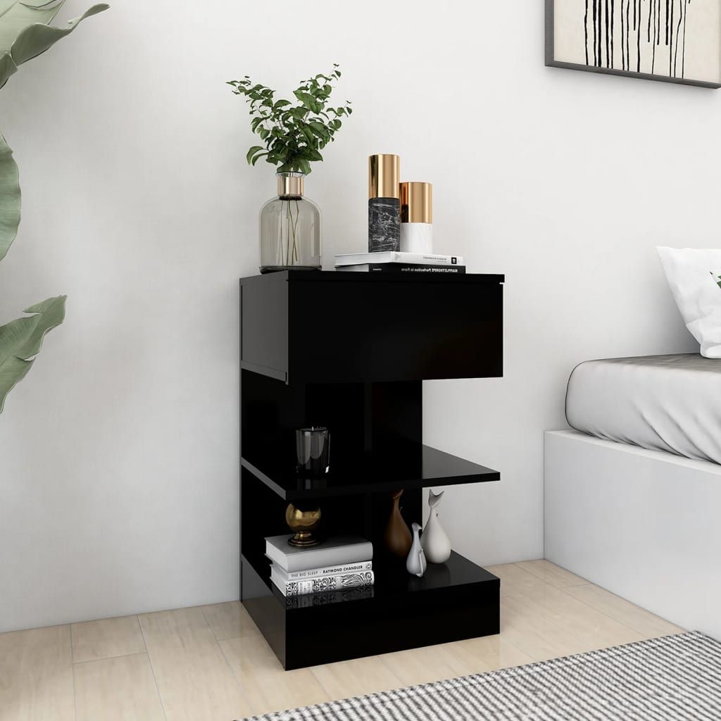 808651 vidaXL Bedside Cabinets 2 pcs Black 40x35x65 cm